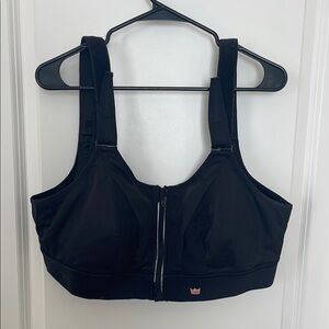 SHEFIT Black High-Impact Sports Bra with Front Zipper